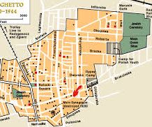 Karta Lodz ghetto med pil vid Wolborska 19